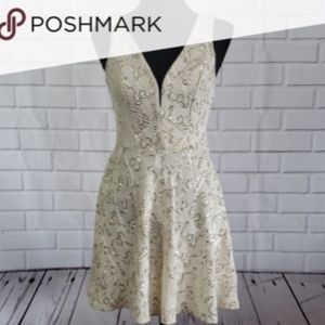 BAILEY BLUE Gold Sequin & Lace Cocktail Dress